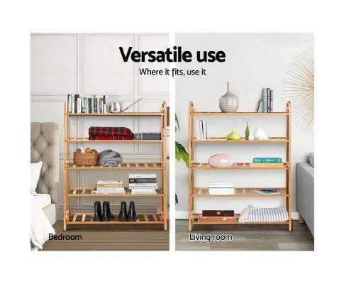 5-Tier Bamboo Shoe Rack Organiser Storage Shelf Stand Shelves