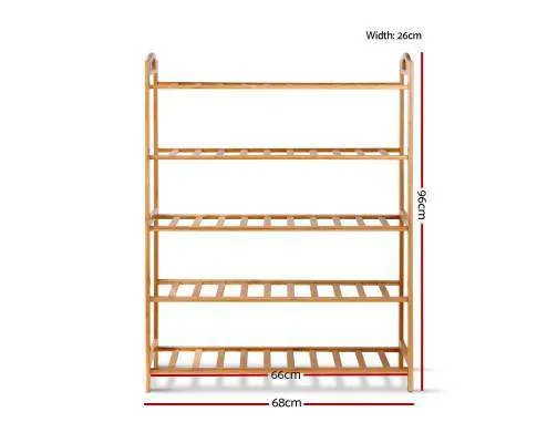 5-Tier Bamboo Shoe Rack Organiser Storage Shelf Stand Shelves