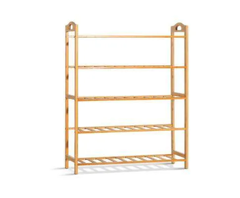 5-Tier Bamboo Shoe Rack Organiser Storage Shelf Stand Shelves