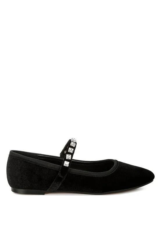 Aralia Velvet Mary Jane Ballerinas