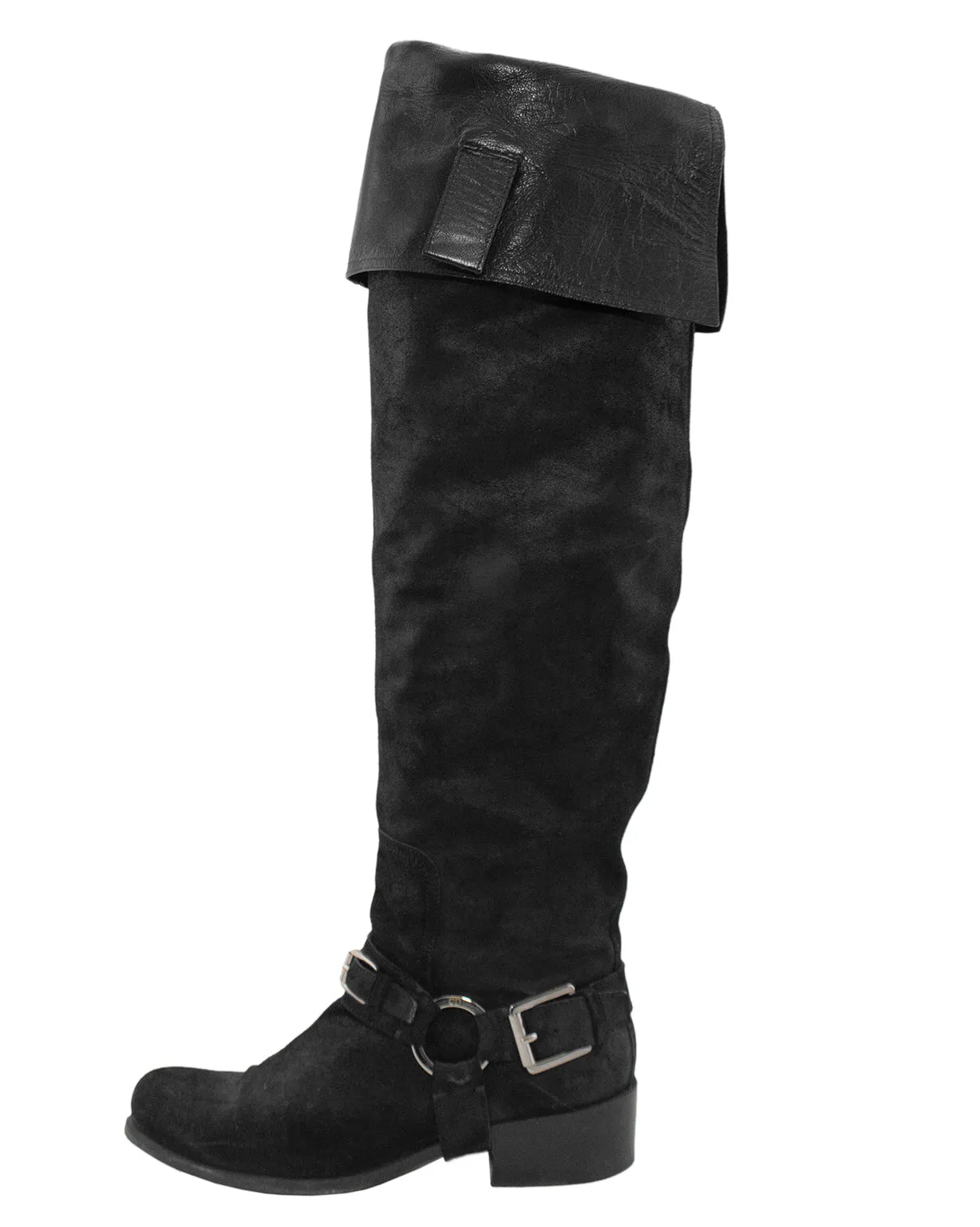 Black Suede Over-the-Knee Boots