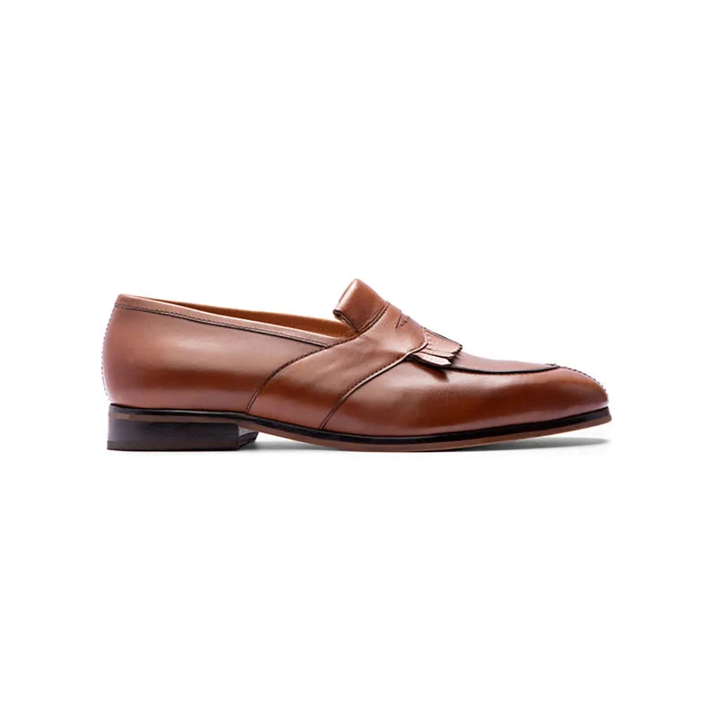 Brown Kiltie Full Saddle  Loafers With Split Toe