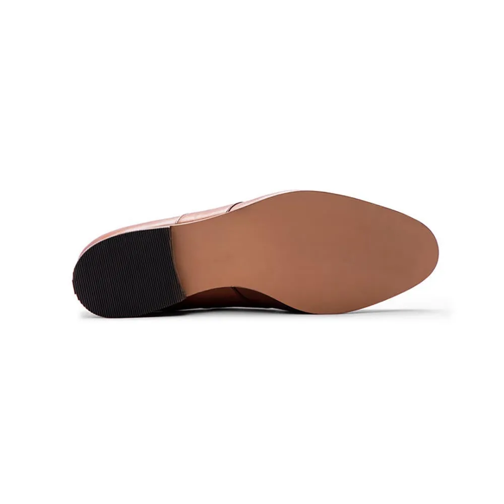 Brown Kiltie Full Saddle  Loafers With Split Toe