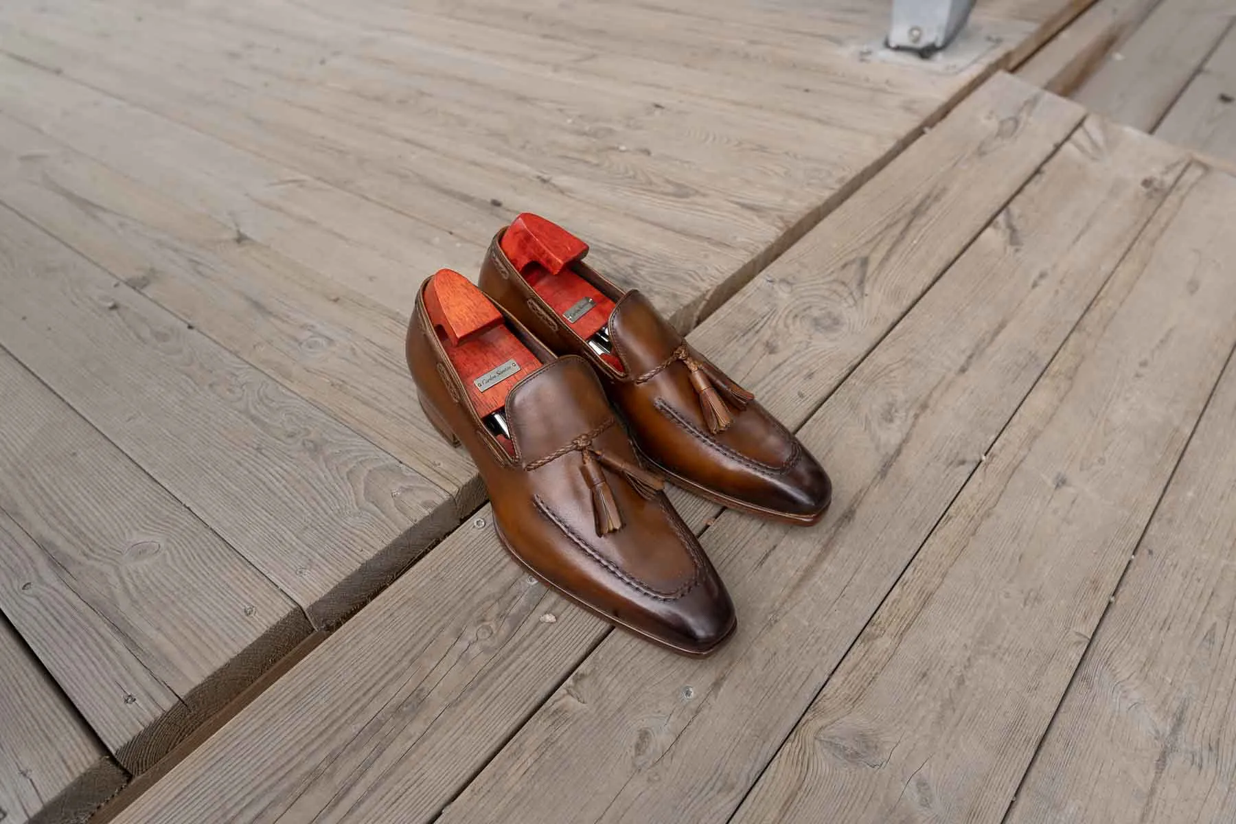 Carlos Santos 9355 Tassel Loafers In Algarve Patina