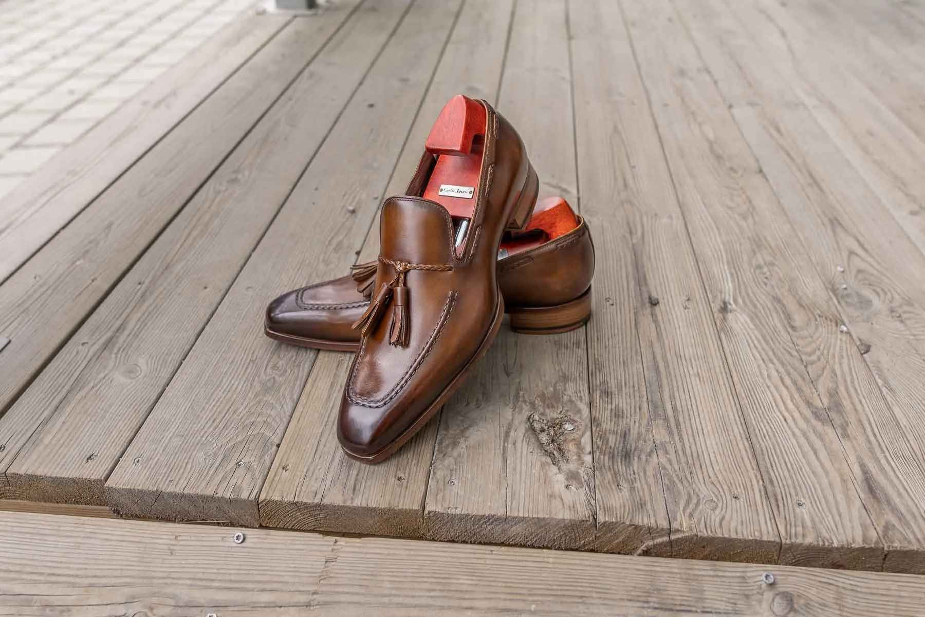 Carlos Santos 9355 Tassel Loafers In Algarve Patina