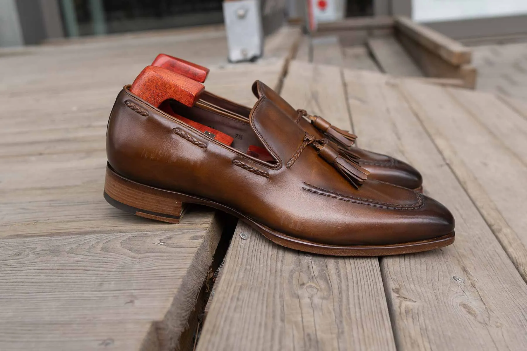 Carlos Santos 9355 Tassel Loafers In Algarve Patina