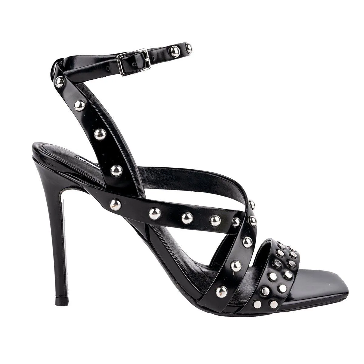 Charles By Charles David Studded Strap High-Heel Sandals Leather Black Colour For Women