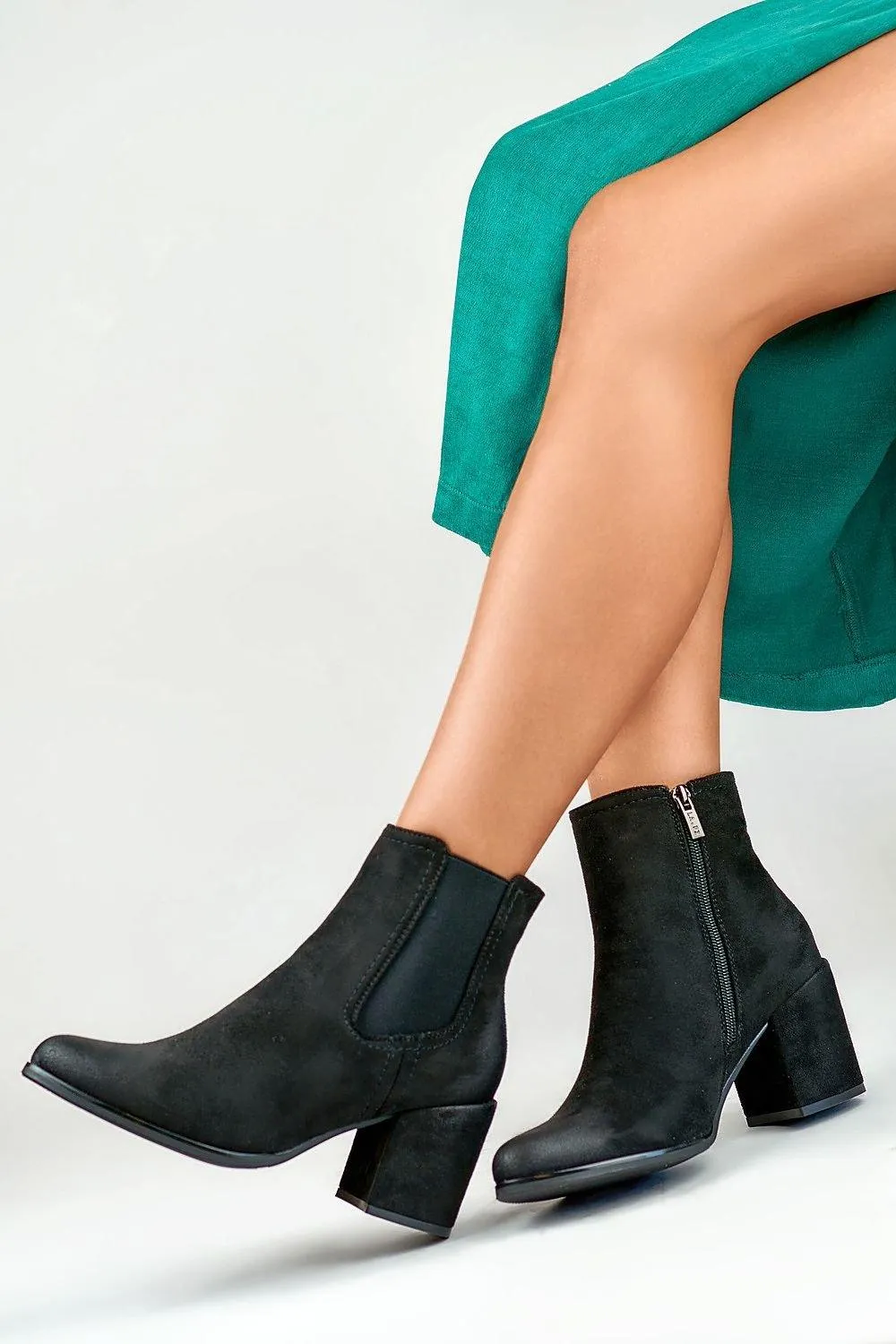 Chic Almond Toe Heeled Ankle Boots