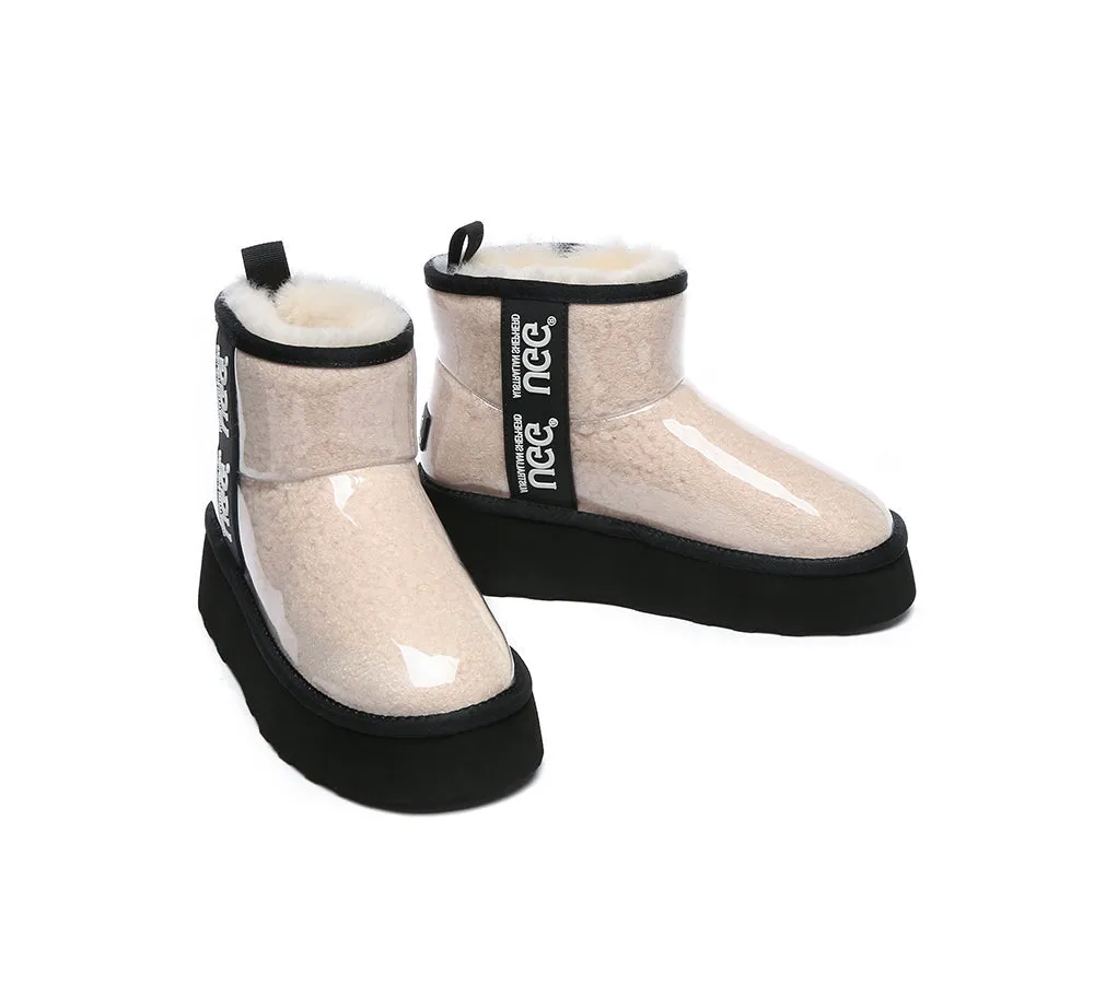 Clear Waterproof Shearling Boots Coated Classic Platform