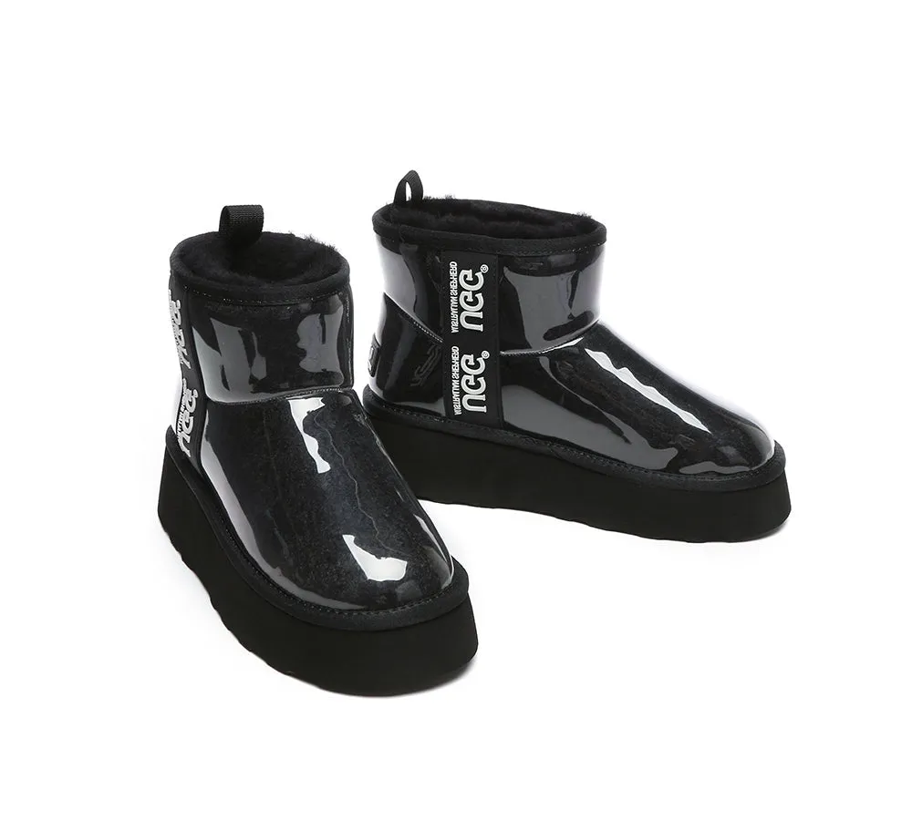 Clear Waterproof Shearling Boots Coated Classic Platform