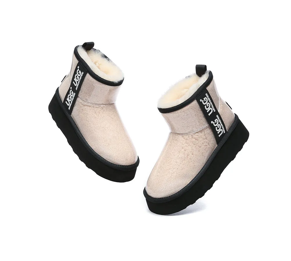 Clear Waterproof Shearling Boots Coated Classic Platform