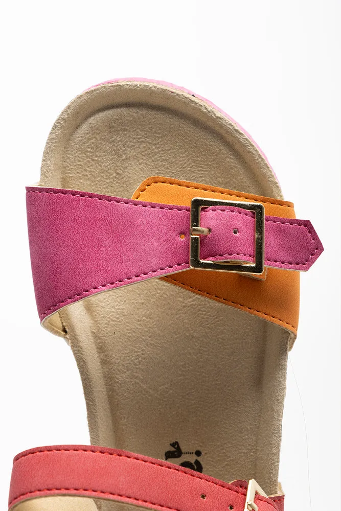 Colourblock Cork Sandal Pink