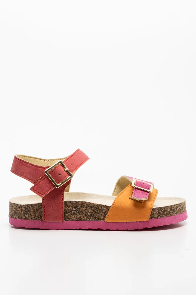 Colourblock Cork Sandal Pink