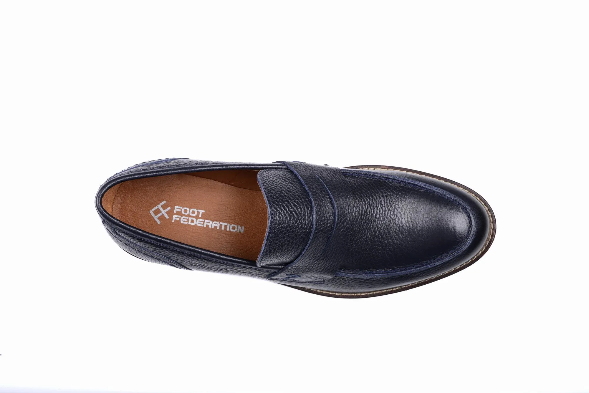 FOOT FEDERATION PENNY LOAFER MENS SHOE NAVY BLUE