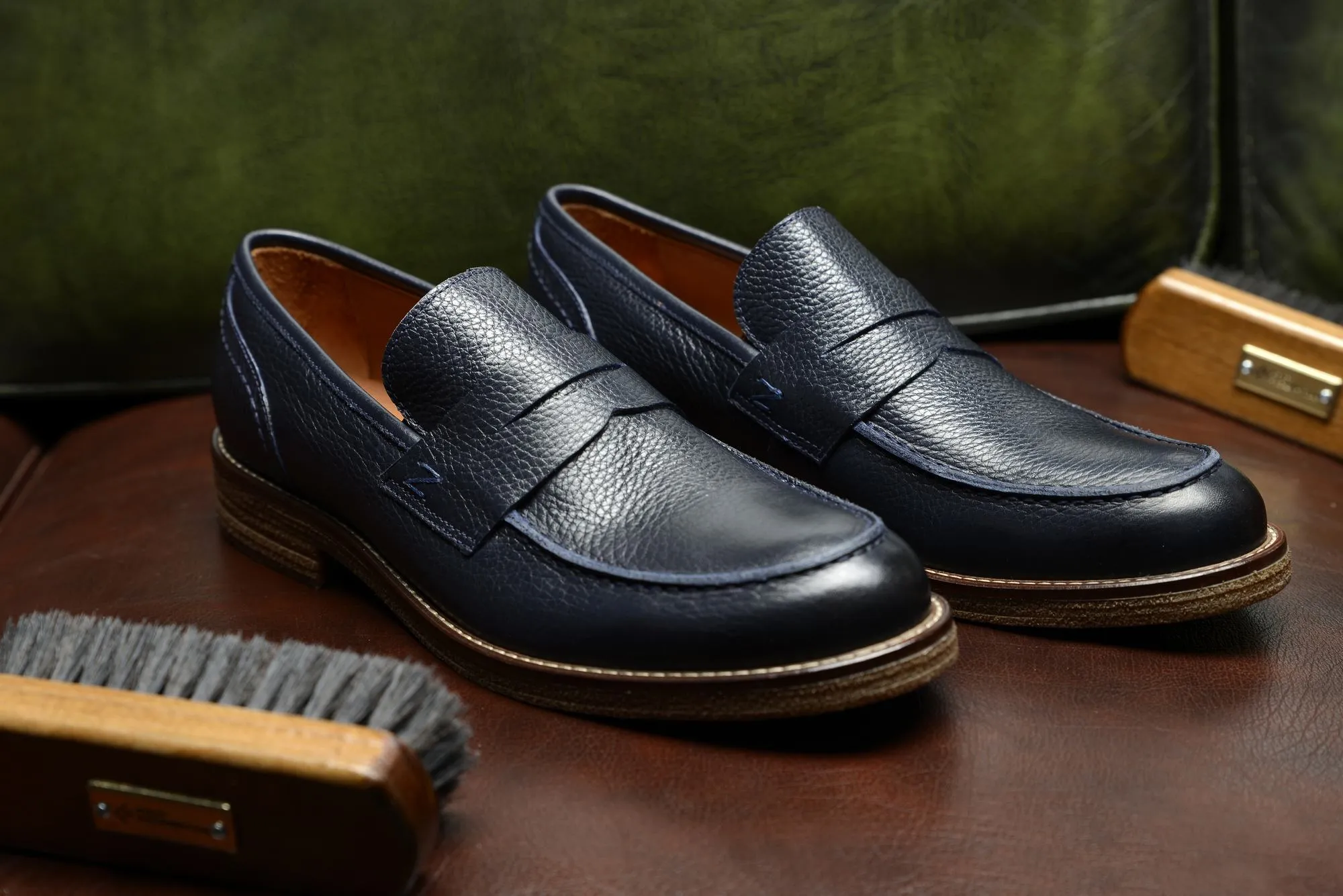 FOOT FEDERATION PENNY LOAFER MENS SHOE NAVY BLUE