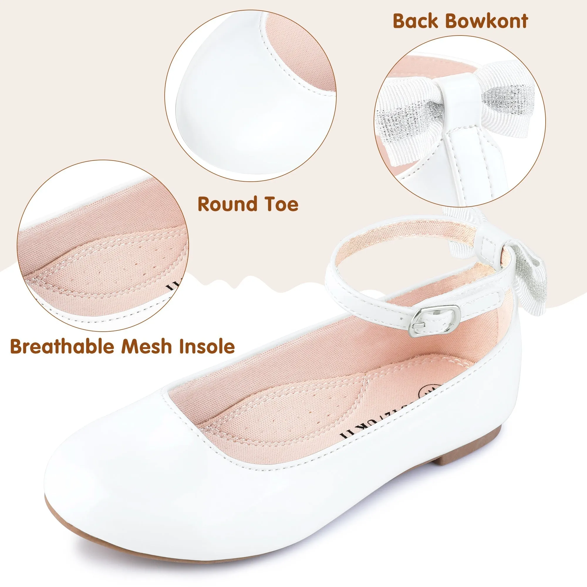 Girls Flats Mary Jane Shoes Casual Slip On Ballet Flat for School Wedding Party Ankle Strap Dress Shoes