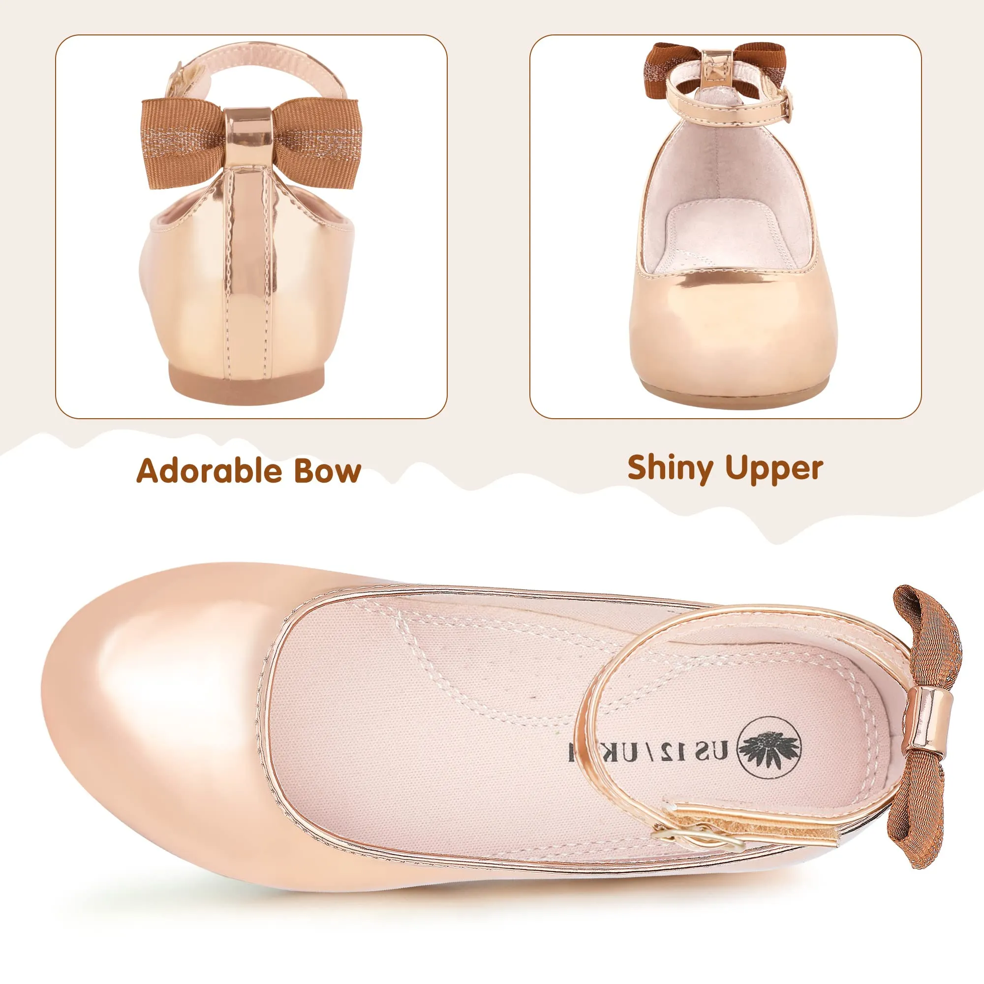 Girls Flats Mary Jane Shoes Casual Slip On Ballet Flat for School Wedding Party Ankle Strap Dress Shoes