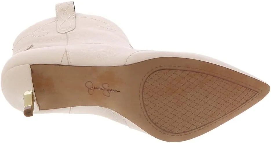 Jessica Simpson Nelda Chalk Stitched Pull On Almond Toe Kitten Heel Ankle Boots
