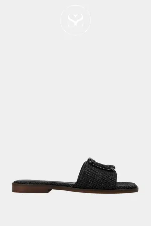 LODI NU4890 BLACK LEATHER FLAT SANDALS