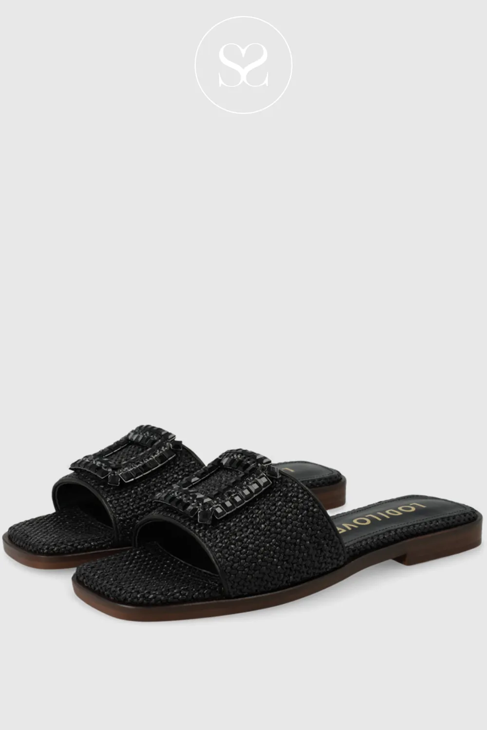 LODI NU4890 BLACK LEATHER FLAT SANDALS