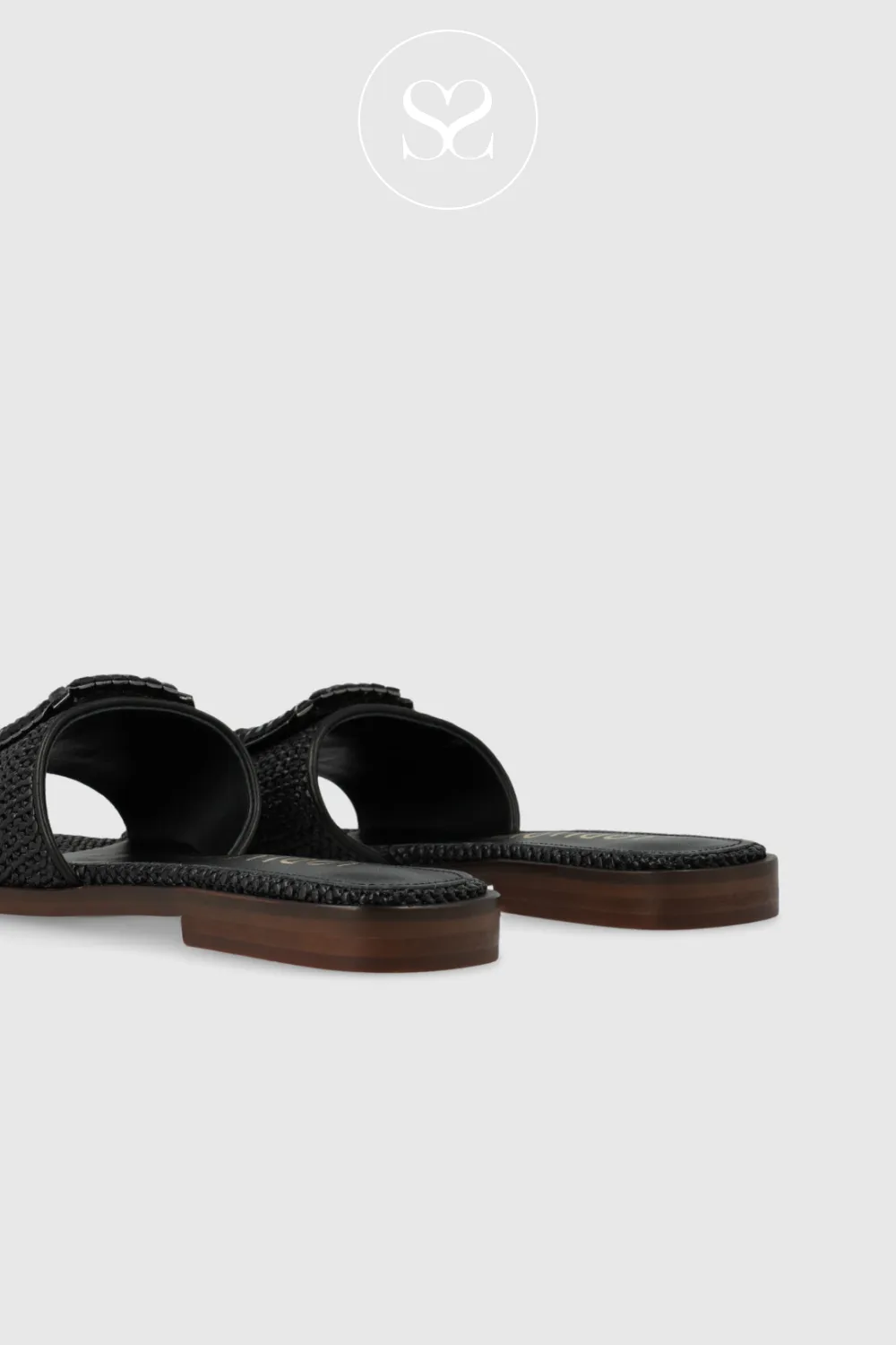 LODI NU4890 BLACK LEATHER FLAT SANDALS
