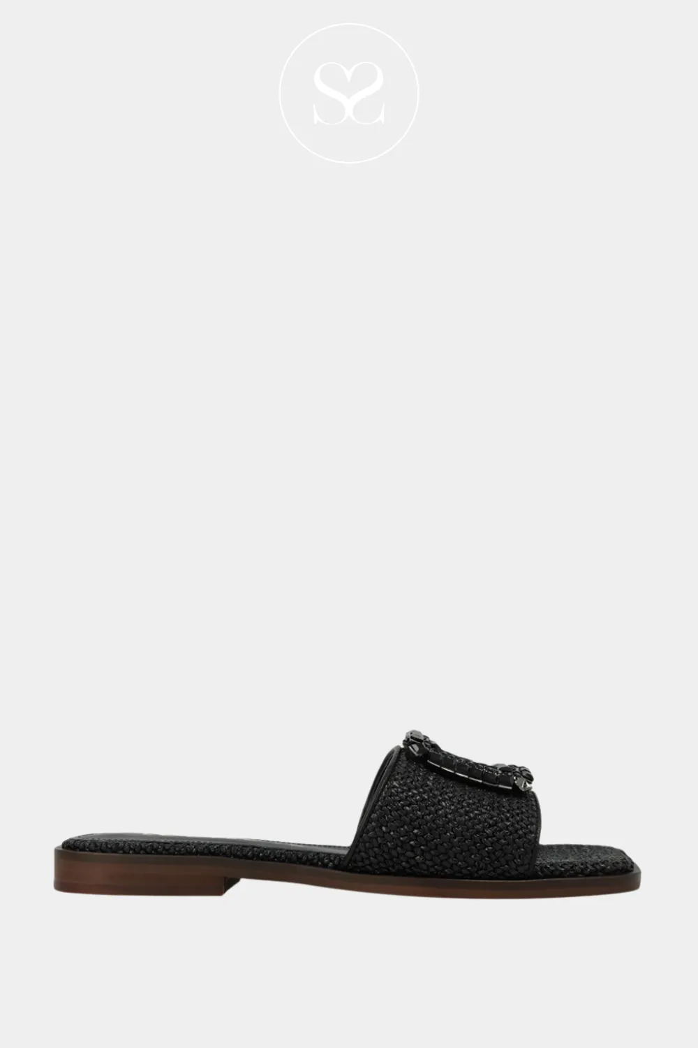 LODI NU4890 BLACK LEATHER FLAT SANDALS