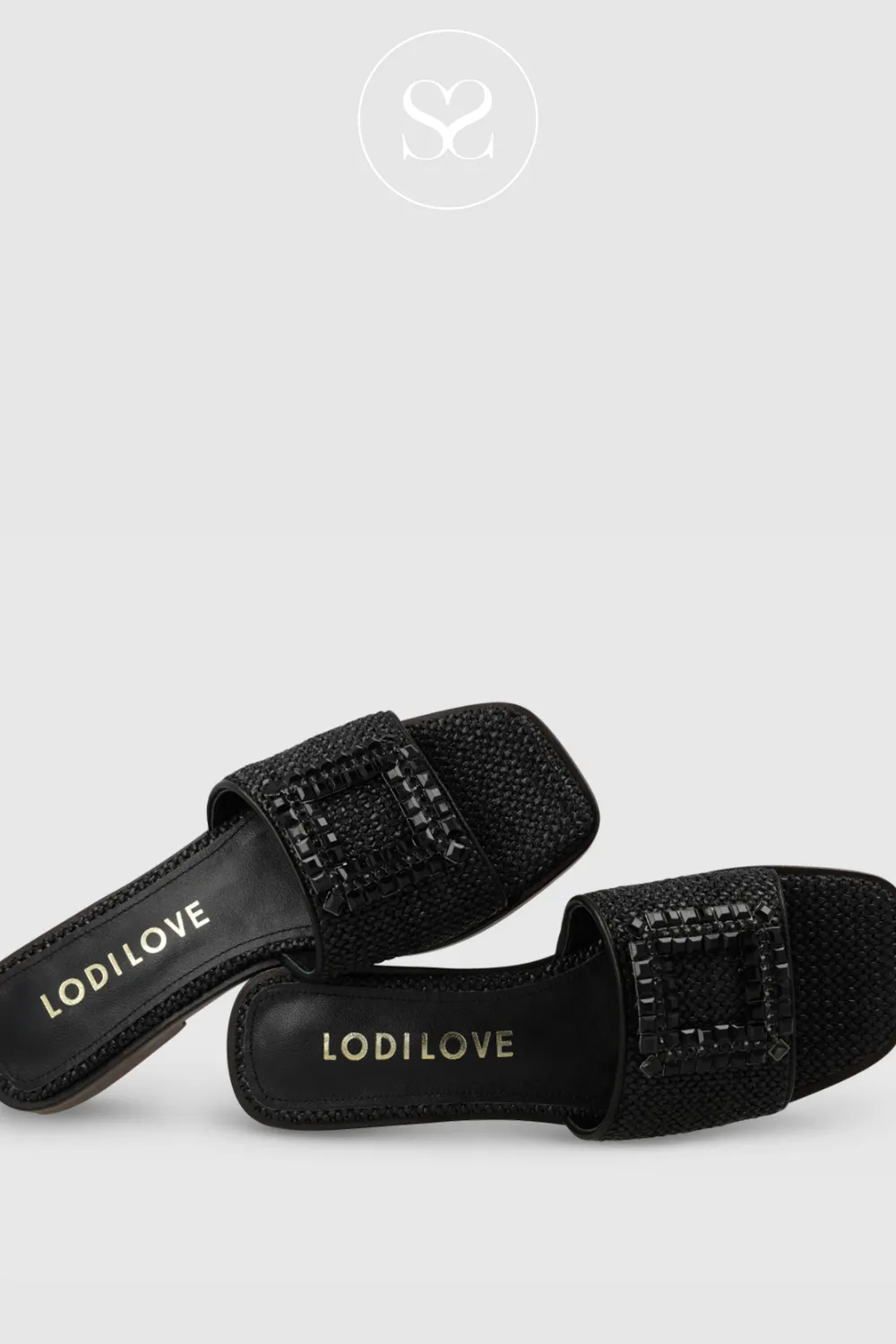 LODI NU4890 BLACK LEATHER FLAT SANDALS