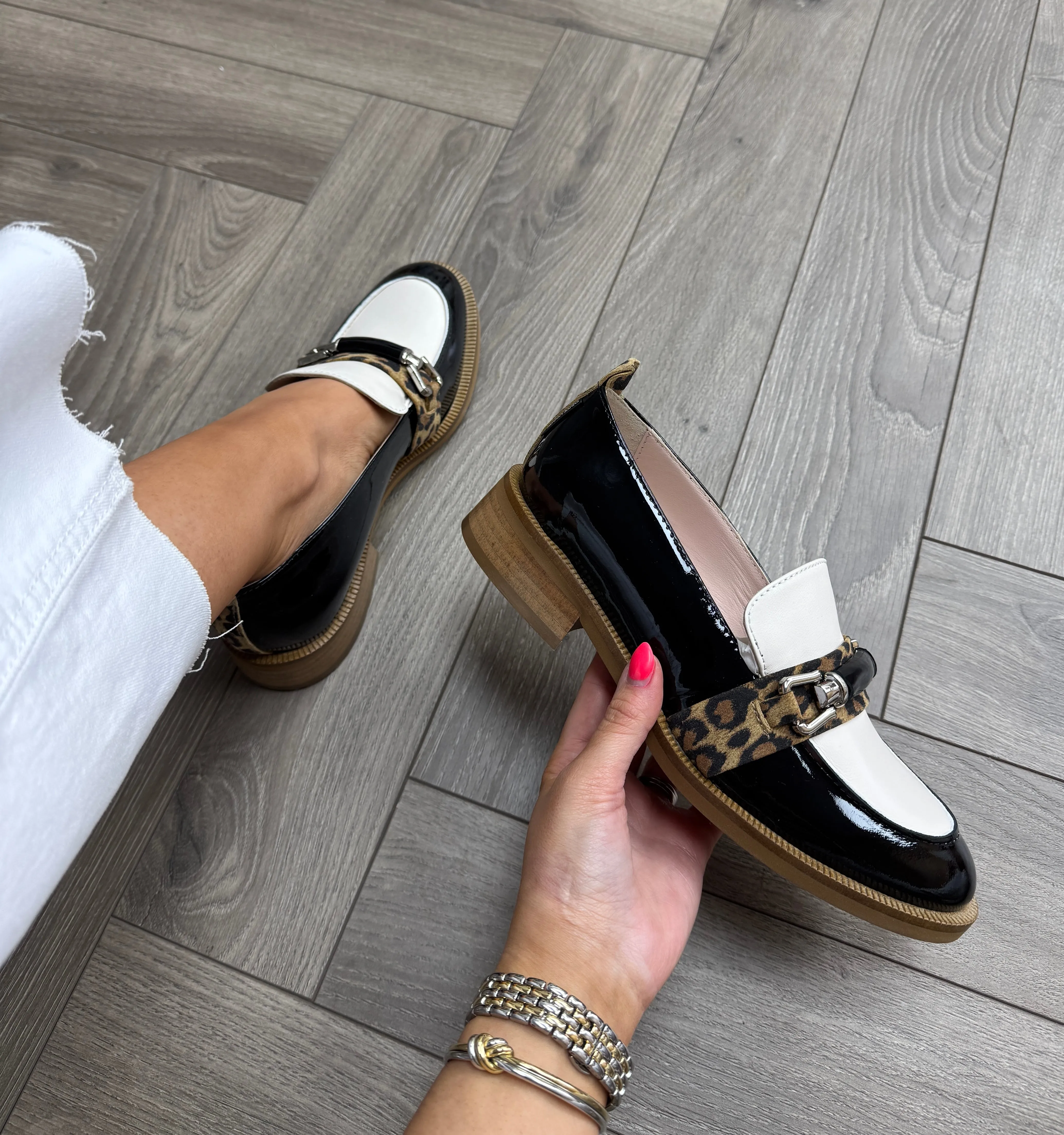 Marco Moreo MF205JNL Patent Loafer With Animal Print - Nero/Nappa Latte (MM6)