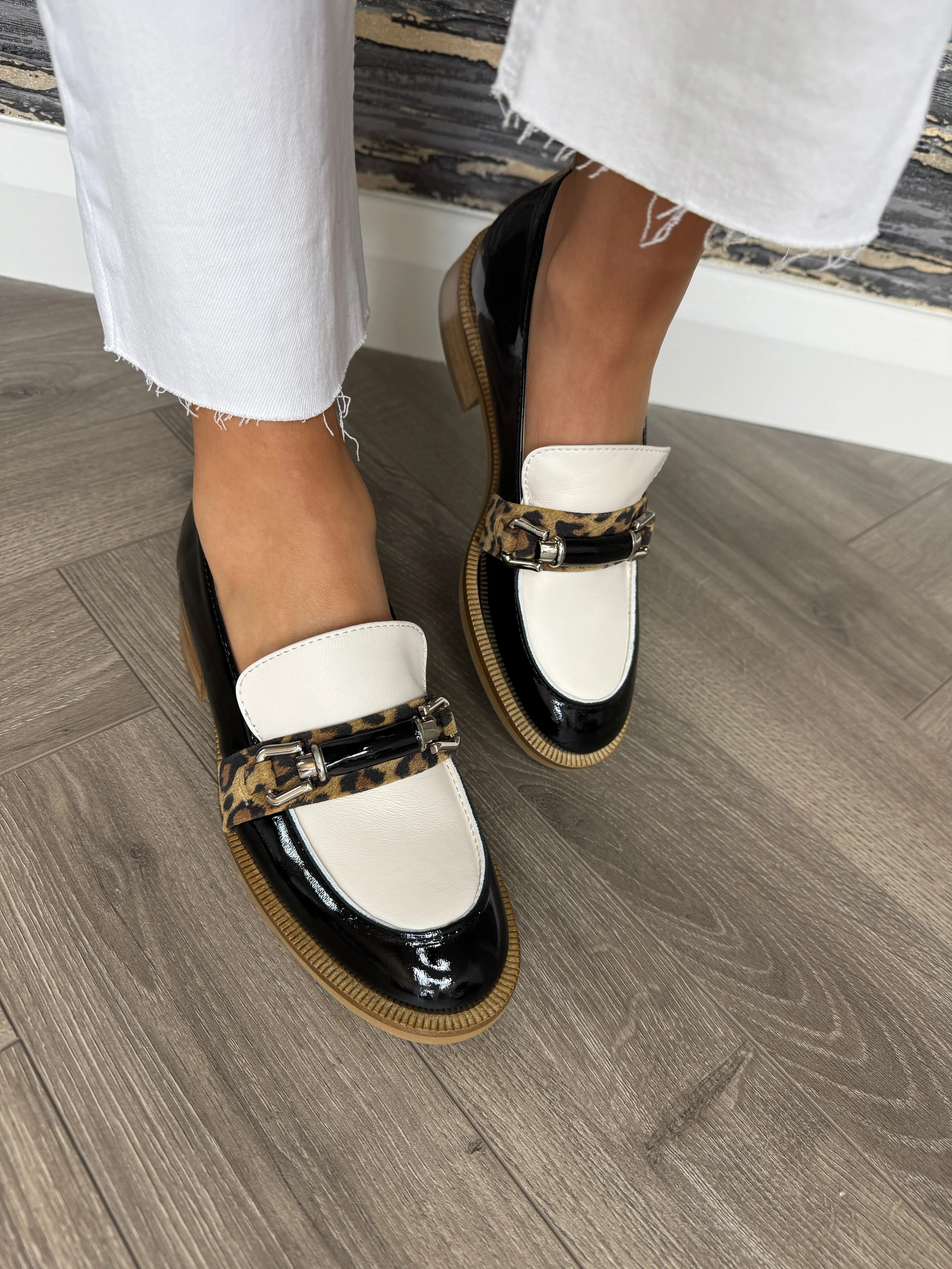 Marco Moreo MF205JNL Patent Loafer With Animal Print - Nero/Nappa Latte (MM6)