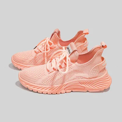 Mesh Lace-Up Platform Athletic Shoes