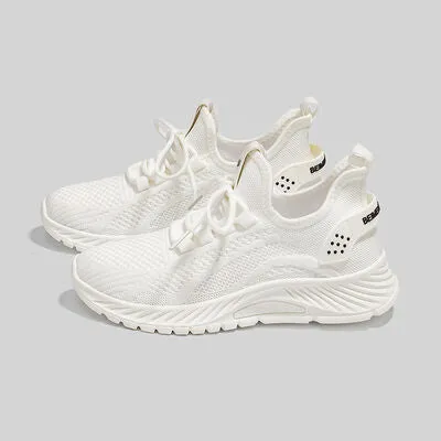 Mesh Lace-Up Platform Athletic Shoes