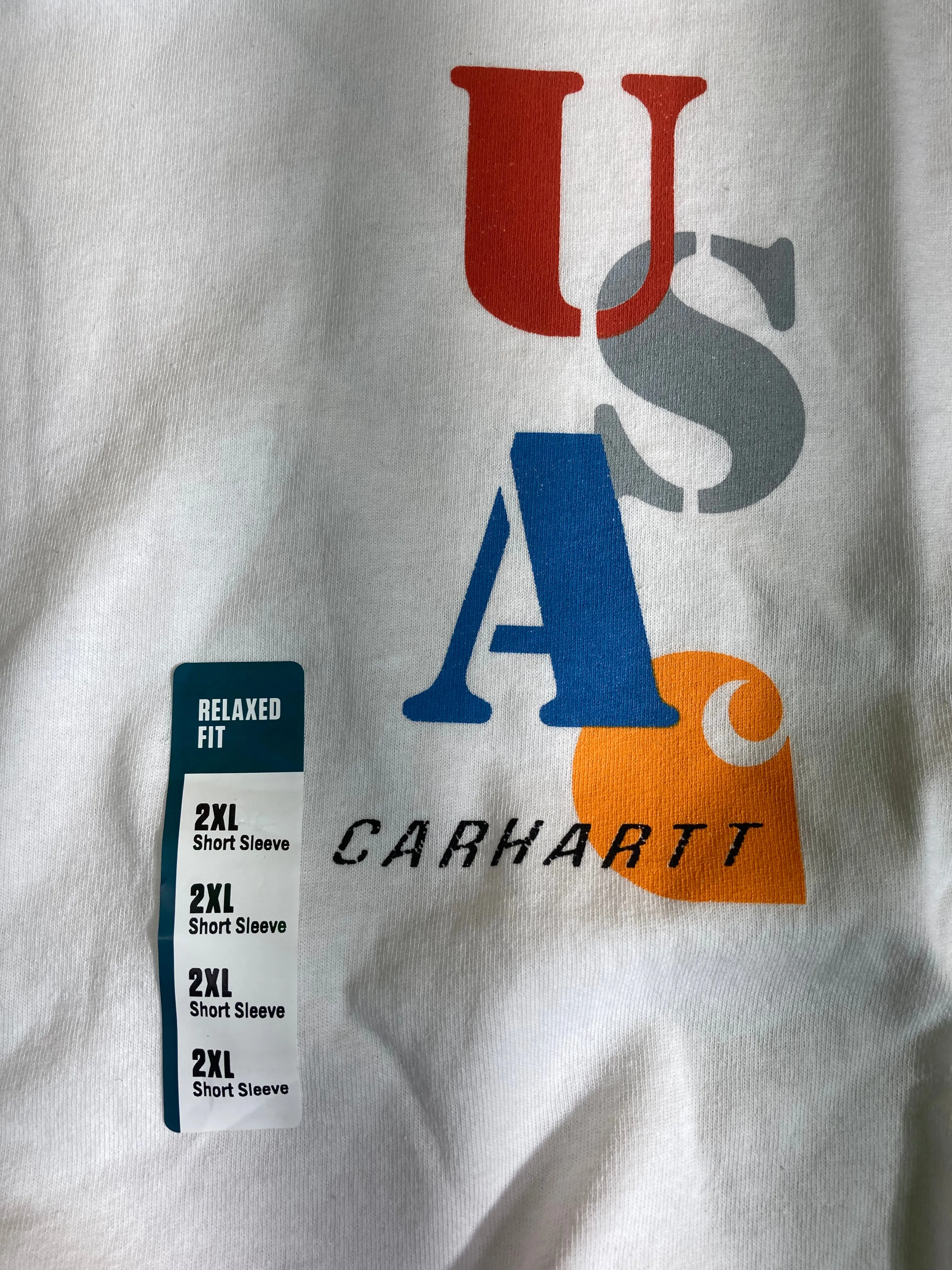 NEW! CARHARTT TK5753 USA 2XL Relaxed Fit Adult Mens Short Sleeve White T Shirt Tee Shirt