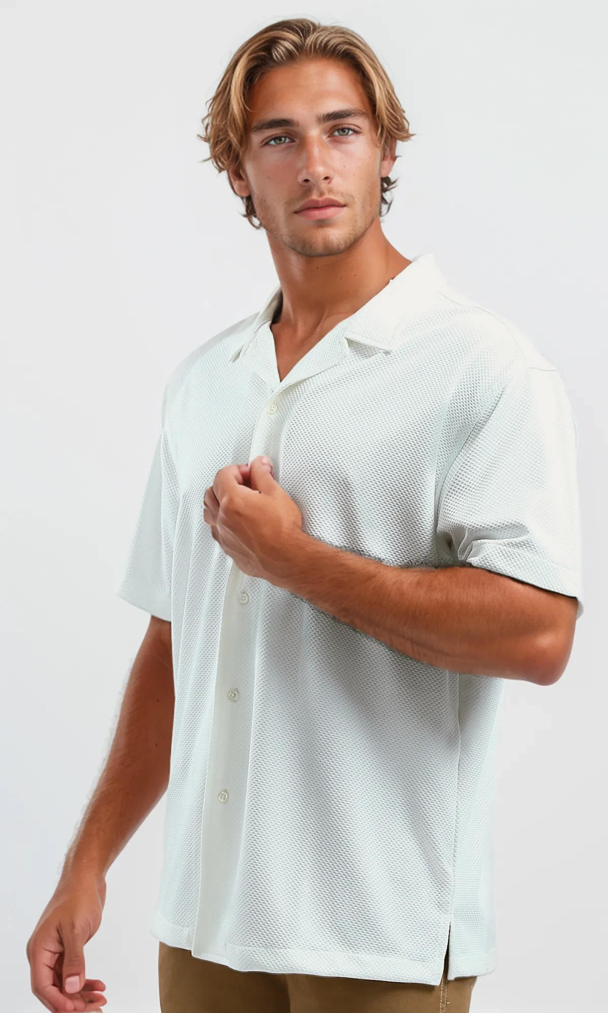 O192116 V Collar Summer Shirt With Full Buttons
