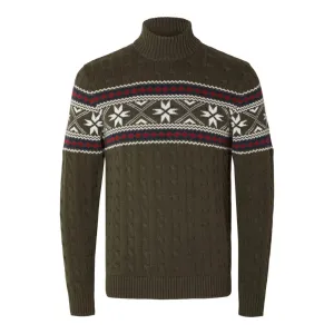 Selected Long Sleeve Christmas Jumper in Forest Green