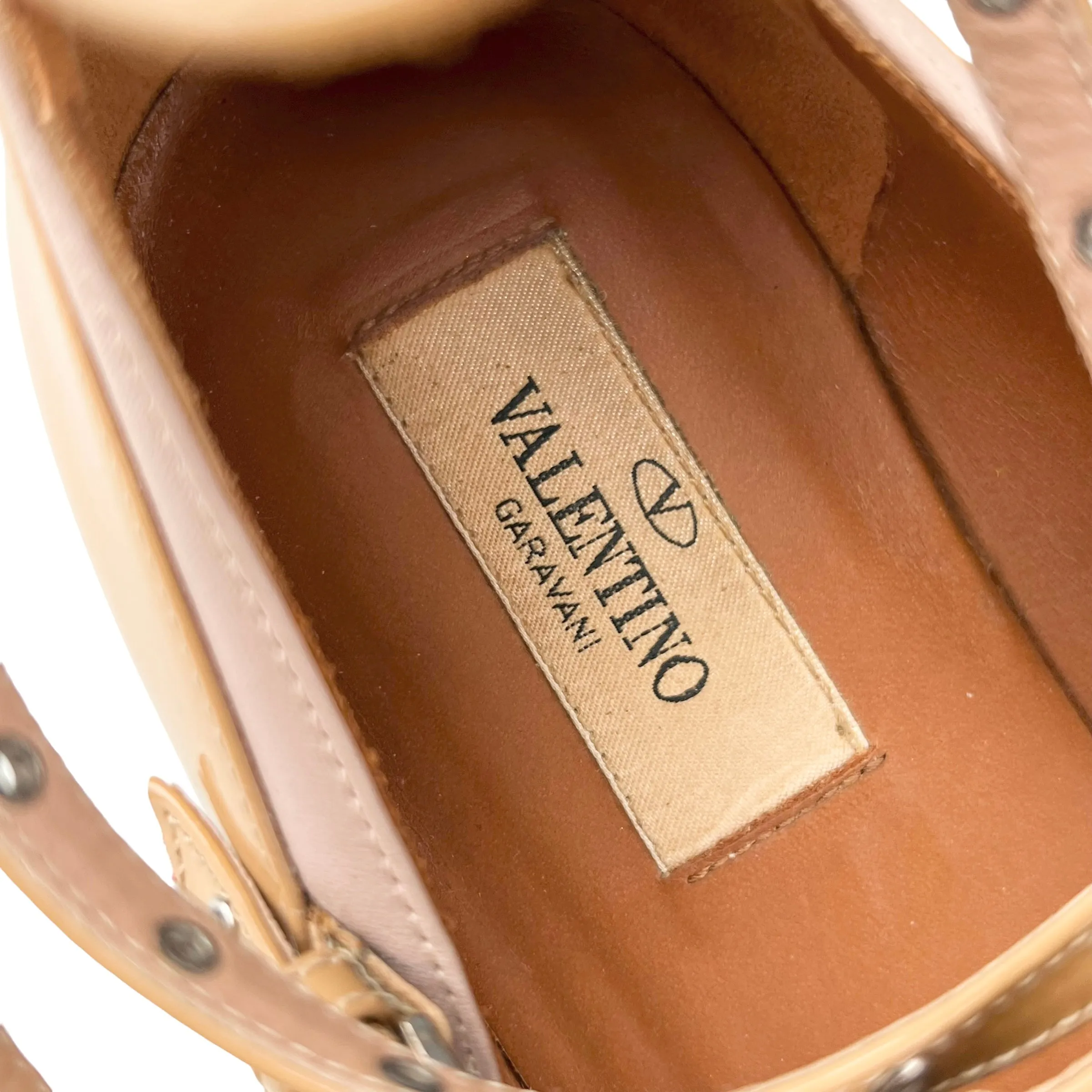 Valentino Love Latch Poudre & Soft Noisette Patent Leather Flats