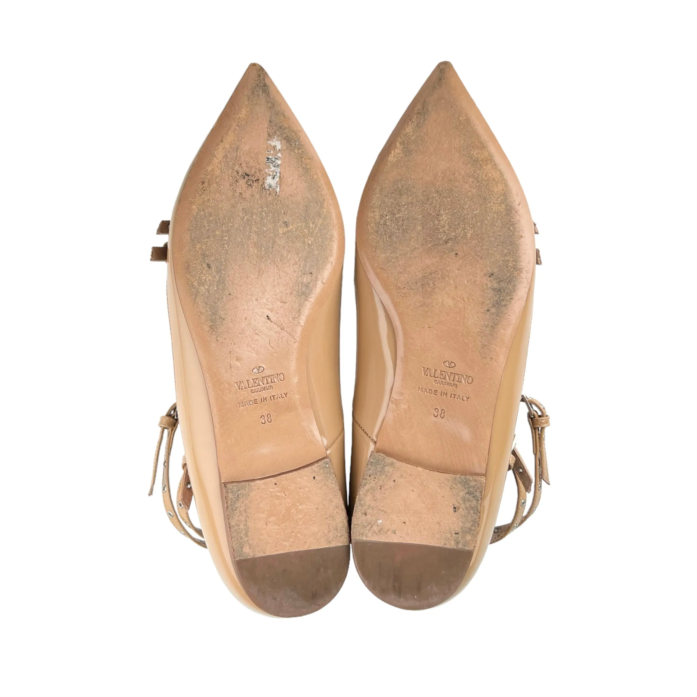Valentino Love Latch Poudre & Soft Noisette Patent Leather Flats
