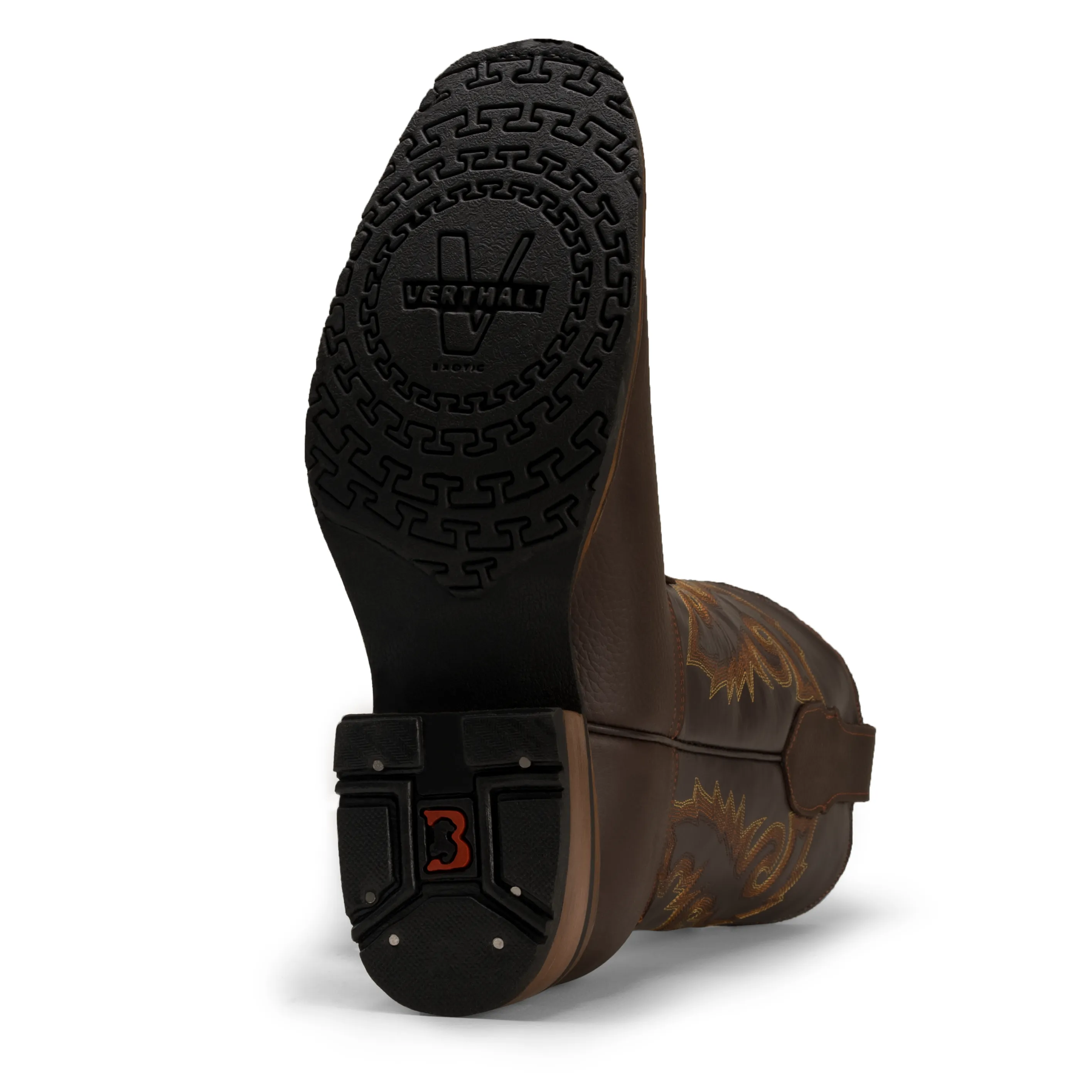 VE517 Brown Men's Western Boots: Square Toe Cowboy & Rodeo Boots in Genuine Leather