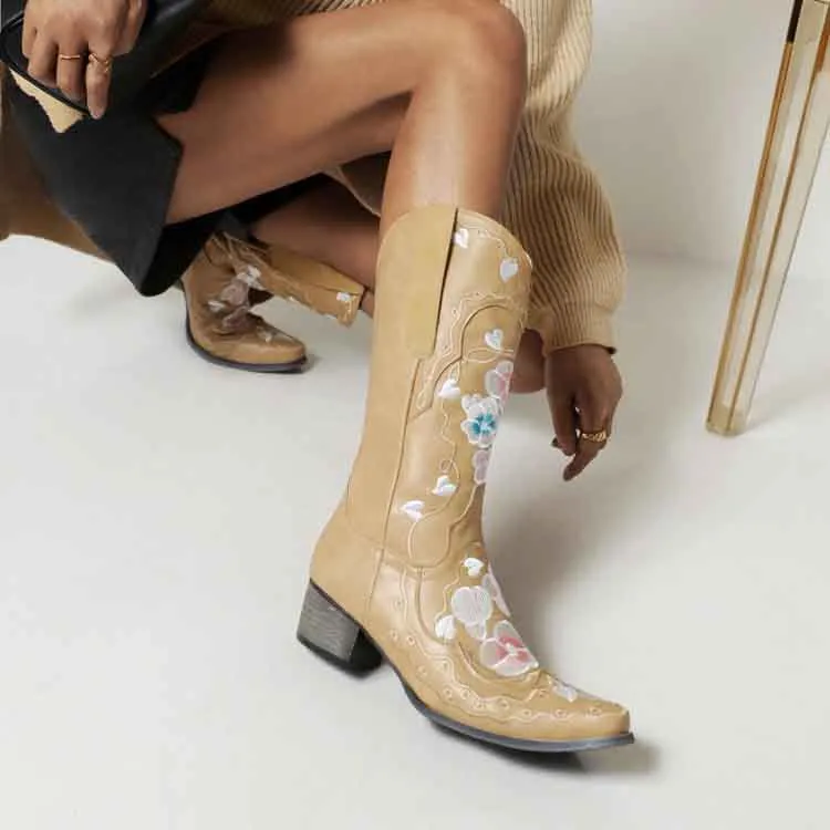 Women's Classic Country Cowgirl Boots Embroidered boot