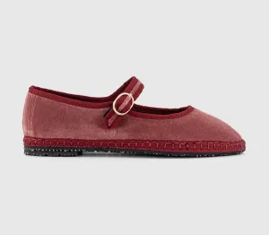 Womens Flabelus Mary Jane Soft Pink Velvet Uk Size 5