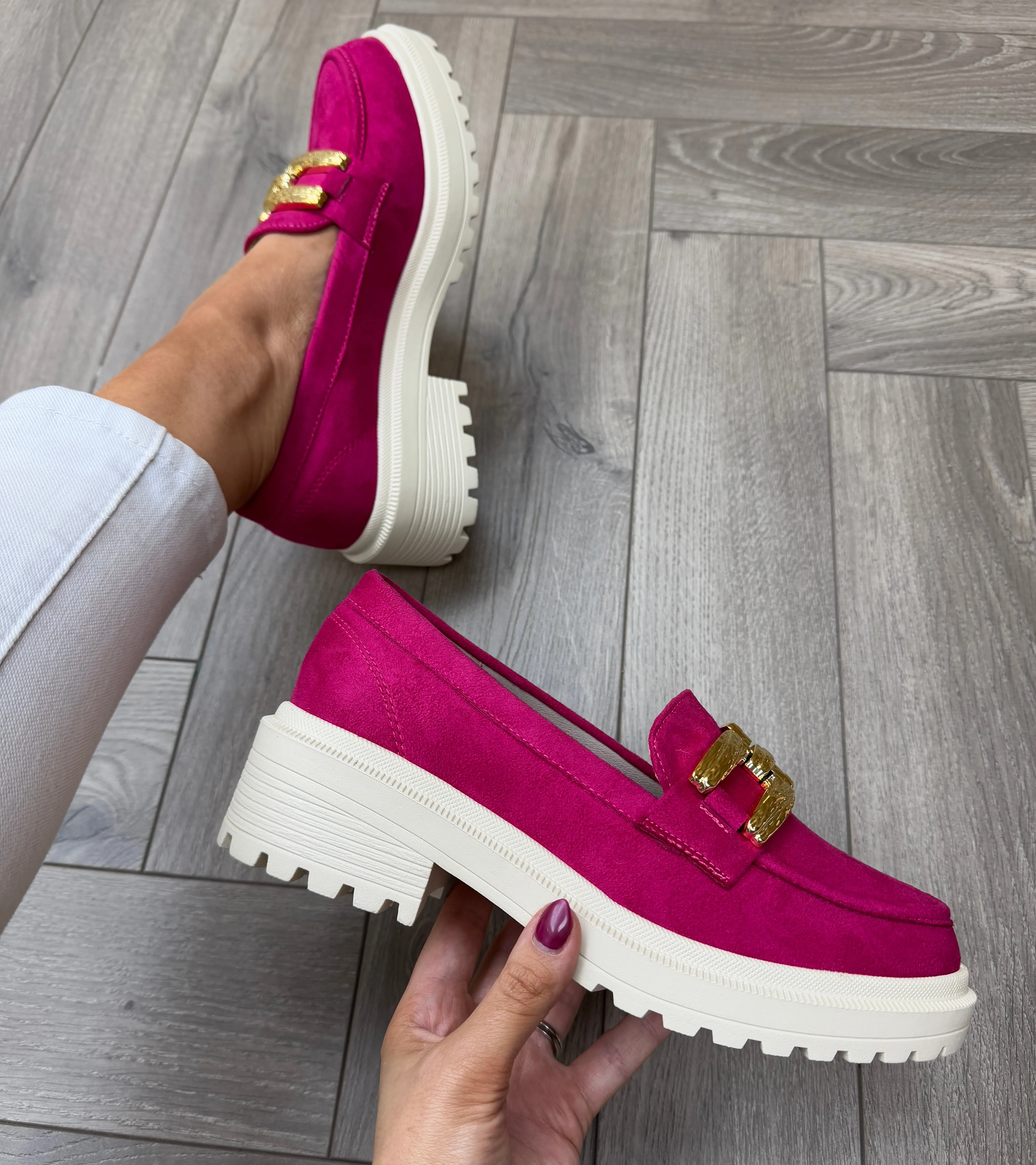 Zanni & Co (SS25) ‘Chilink one’ Chunky Loafer with Gold Buckle - Fuchsia (Z5)