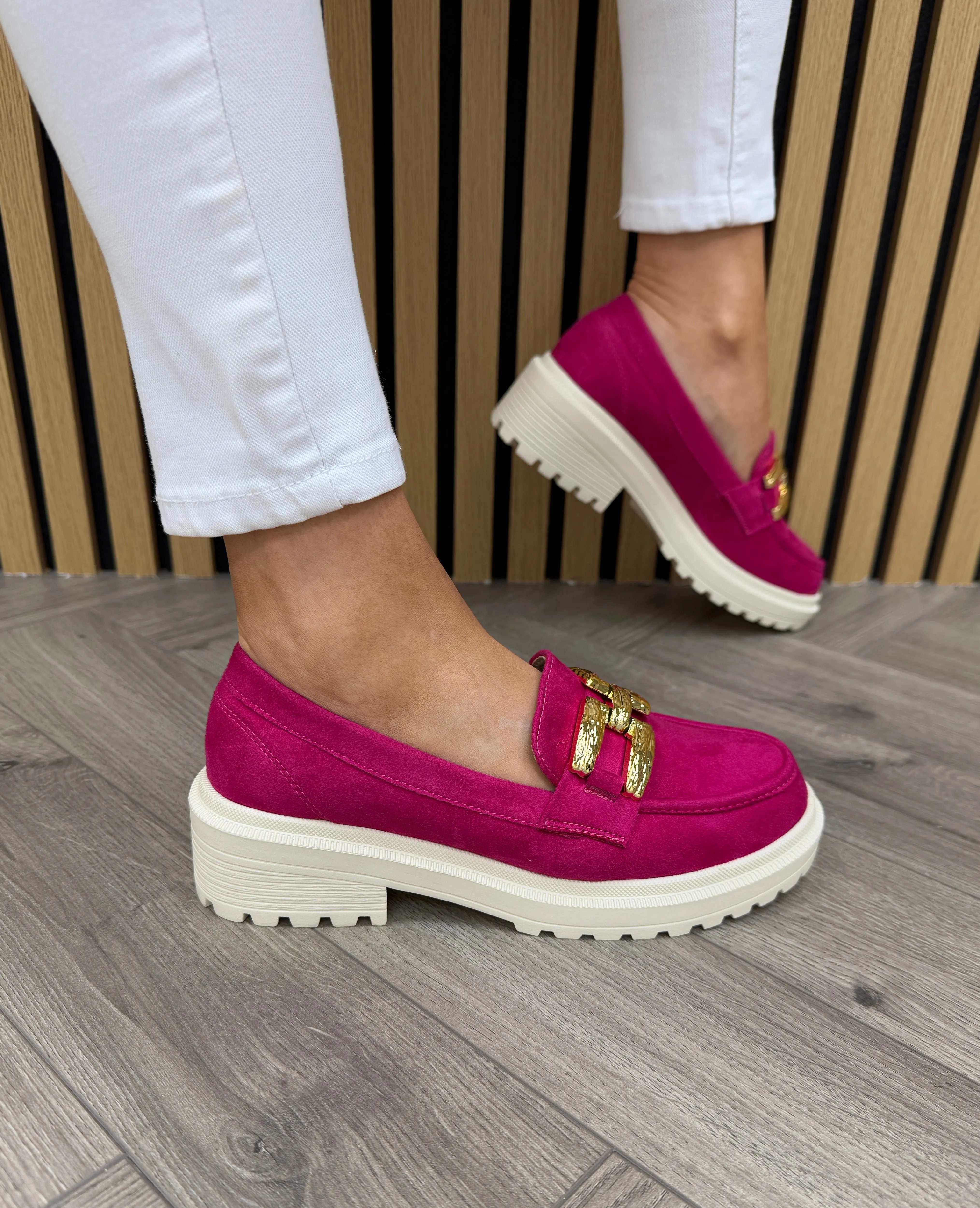 Zanni & Co (SS25) ‘Chilink one’ Chunky Loafer with Gold Buckle - Fuchsia (Z5)