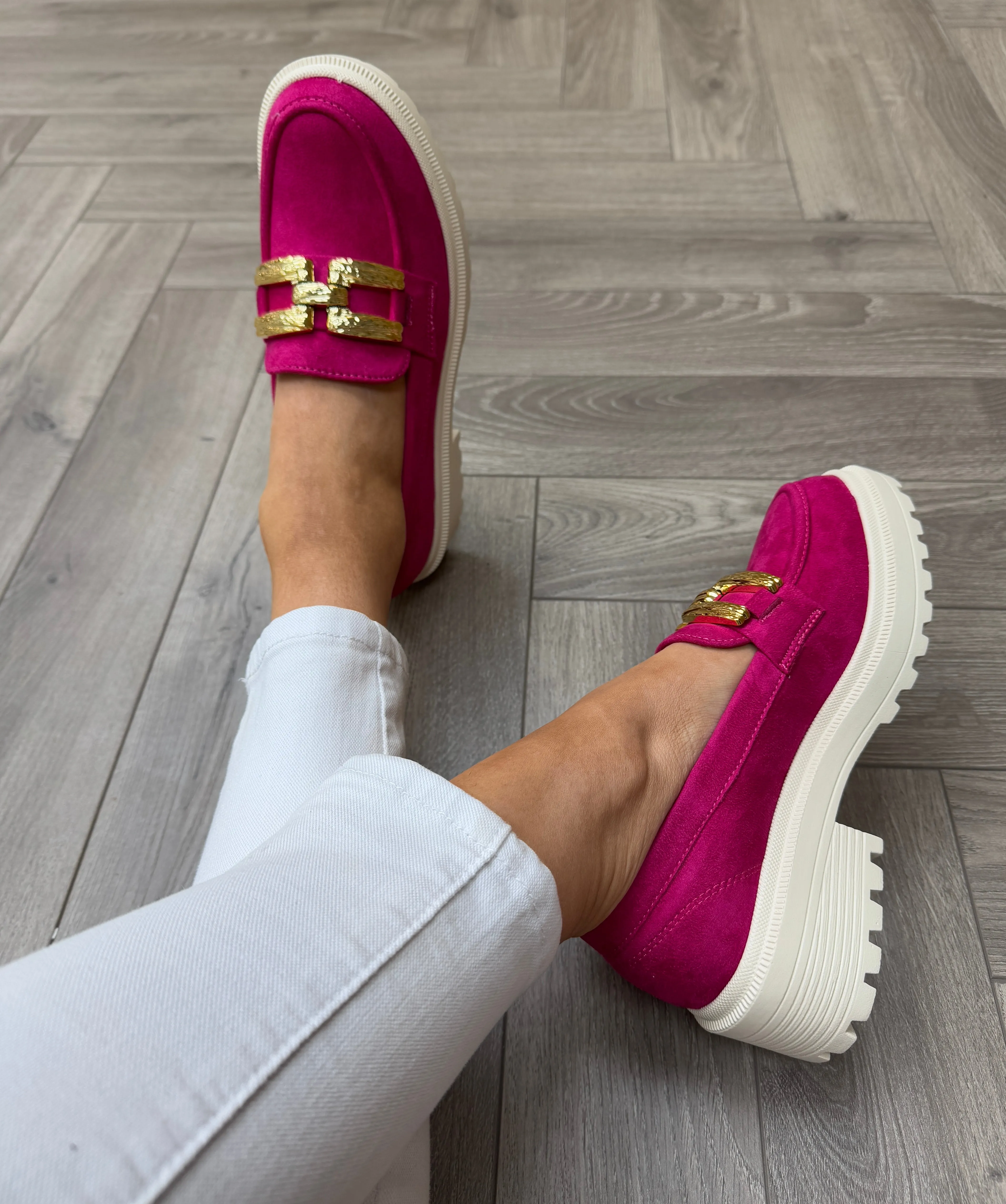 Zanni & Co (SS25) ‘Chilink one’ Chunky Loafer with Gold Buckle - Fuchsia (Z5)