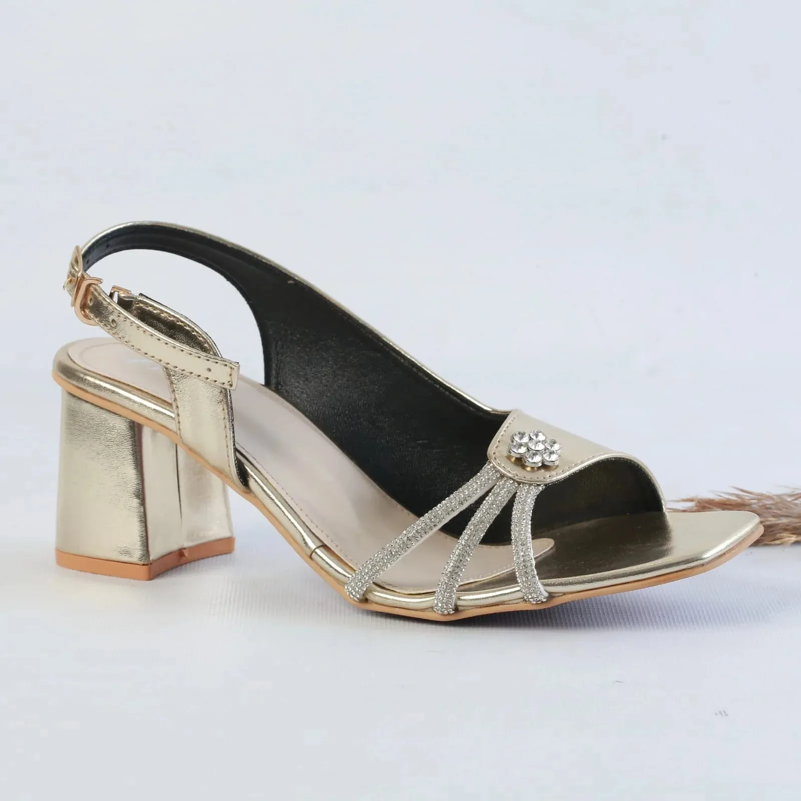 ZARA FANCY BLOCK-HEEL (GOLDEN)